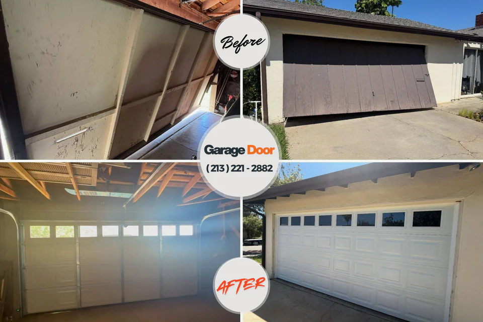 Before and after: garage door repair Old Field, NY